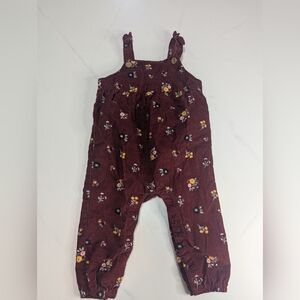 Carter's Corduroy Maroon Floral Bibbed Romper 9 Months